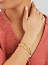Load image into Gallery viewer, CZ, Moon, &amp; Star Double Chain Bracelet
