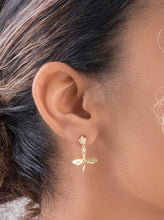 Load image into Gallery viewer, CZ Dragonfly Dangle Earrings
