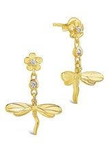 Load image into Gallery viewer, CZ Dragonfly Dangle Earrings
