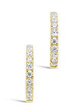 Load image into Gallery viewer, 14K Gold Plated Sterling Silver CZ Micro Hoops
