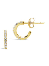 Load image into Gallery viewer, 14K Gold Plated Sterling Silver CZ Micro Hoops

