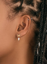 Load image into Gallery viewer, Butterfly &amp; Pearl Stud Earrings
