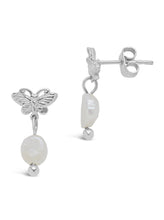 Load image into Gallery viewer, Butterfly &amp; Pearl Stud Earrings
