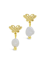Load image into Gallery viewer, Butterfly &amp; Pearl Stud Earrings
