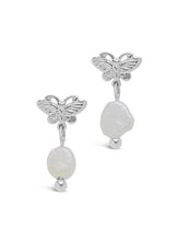 Load image into Gallery viewer, Butterfly &amp; Pearl Stud Earrings
