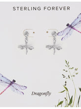 Load image into Gallery viewer, CZ Dragonfly Dangle Earrings

