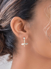 Load image into Gallery viewer, CZ Dragonfly Dangle Earrings

