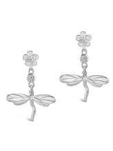 Load image into Gallery viewer, CZ Dragonfly Dangle Earrings
