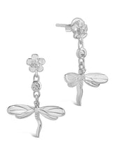 Load image into Gallery viewer, CZ Dragonfly Dangle Earrings
