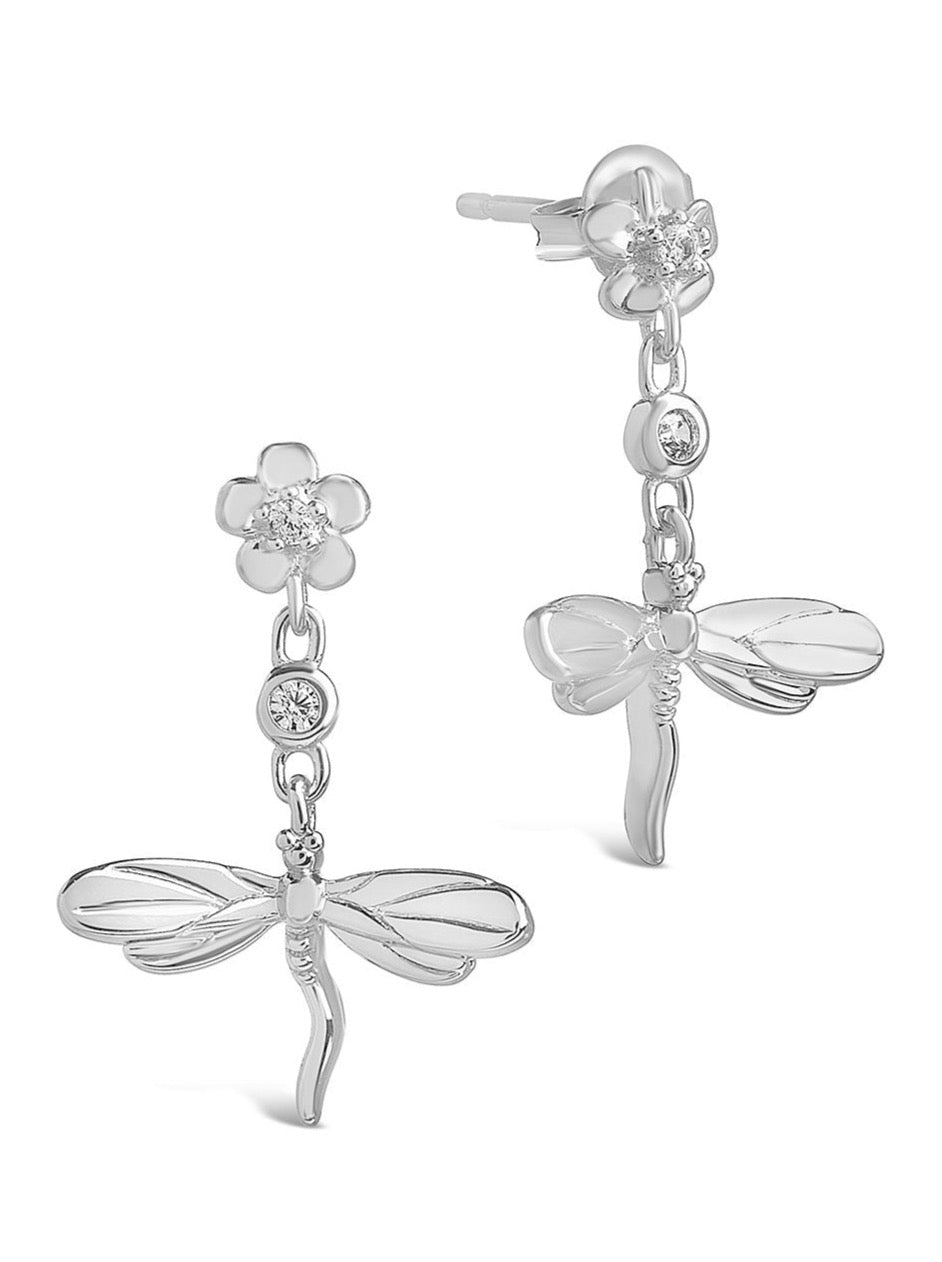 CZ Dragonfly Dangle Earrings